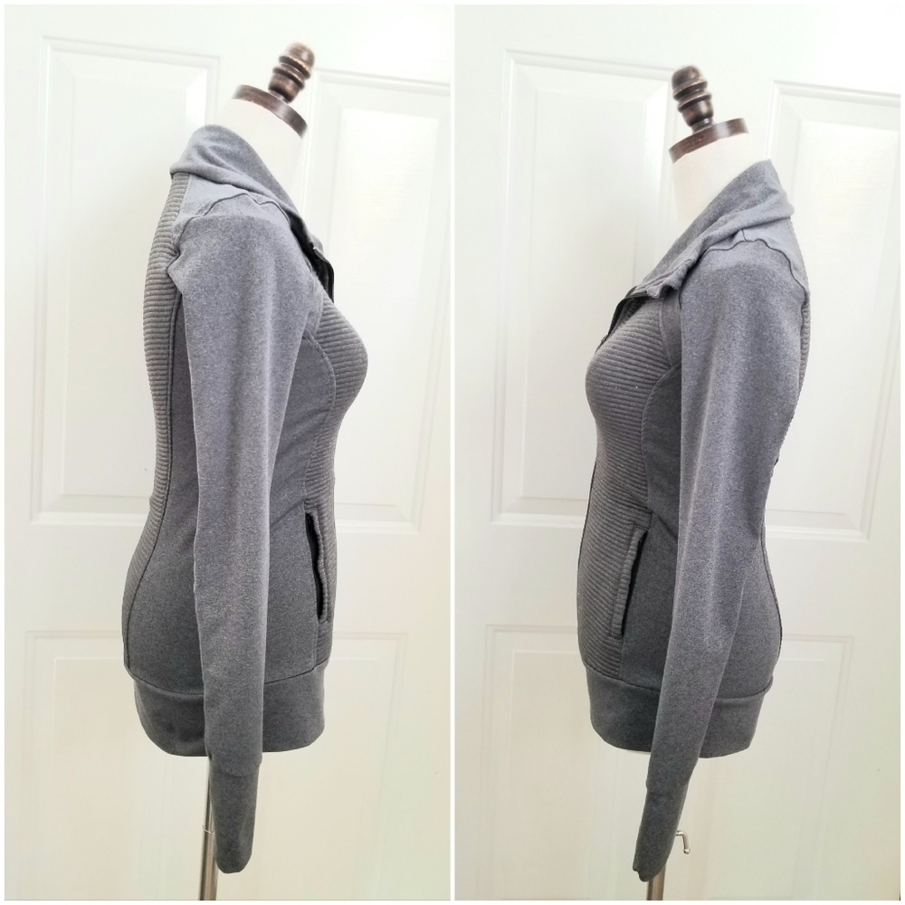 Athleta Women's Gray Stretcheable Jacket with Ruched Jacket, size 10 - Picture 2 of 9